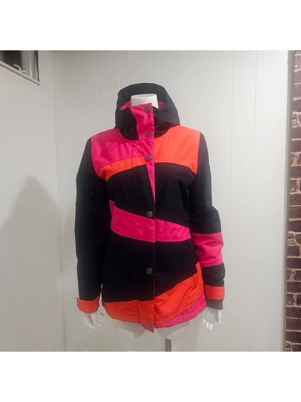 ROXY Snowboard Jacket Small Pink Orange 10K DryFlight Ski Coa